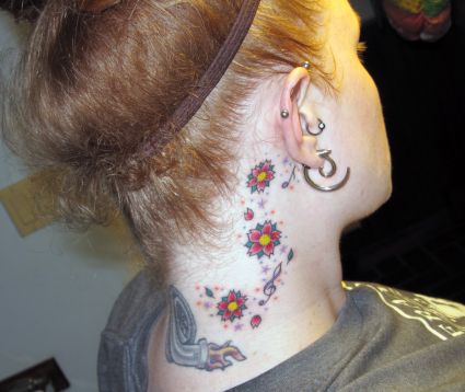 Cherry Blossom Neck Tattoo